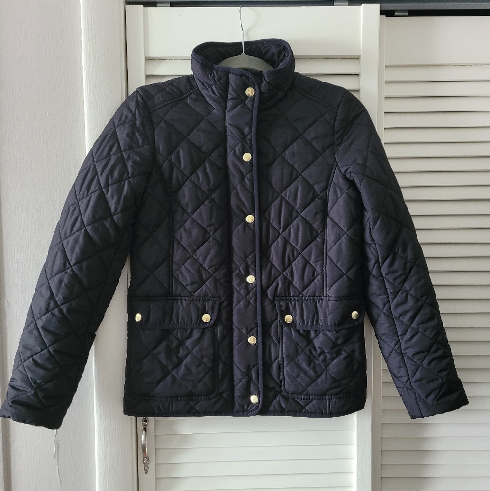 J Crew Black Quilted Field Puffer Jacket Coat XS